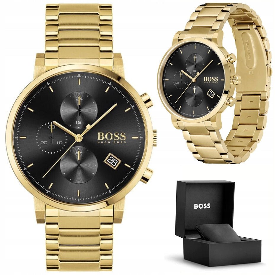 Hugo Boss Integrity Chronograph Grey Dial Gold Steel Strap Watch for Men - 1513781 Buy Now By Hugo Boss