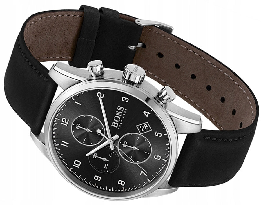 Hugo Boss Skymaster Black Dial Black Leather Strap Watch for Men - 1513782 Buy Now By Hugo Boss