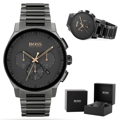 Hugo Boss Peak Black Dial Black Steel Strap Watch for Men - 1513814 Buy Now By Hugo Boss