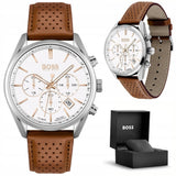 Hugo Boss Champion White Dial Brown Leather Strap Watch for Men - 1513879 Buy Now By Hugo Boss