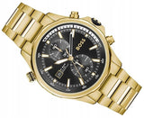 Hugo Boss Globetrotter Chronograph Black Dial Gold Steel Strap Watch for Men - 1513932 Buy Now By Hugo Boss