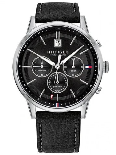 Tommy Hilfiger Kyle Quartz Black Dial Black Leather Strap Watch for Men - 1791630 Buy Now By Tommy Hilfiger