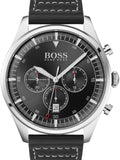 Hugo Boss Pioneer Chronograph Black Dial Black Leather Strap Watch For Men - 1513708 Buy Now By Hugo Boss