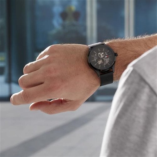 Tommy Hilfiger Spencer Skeleton Black Dial Black Mesh Bracelet Watch for Men - 1791644 Buy Now By Tommy Hilfiger