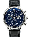 IWC Portofino Chronograph Blue Dial Black Leather Strap Watch for Men - IW391023 Buy Now By IWC