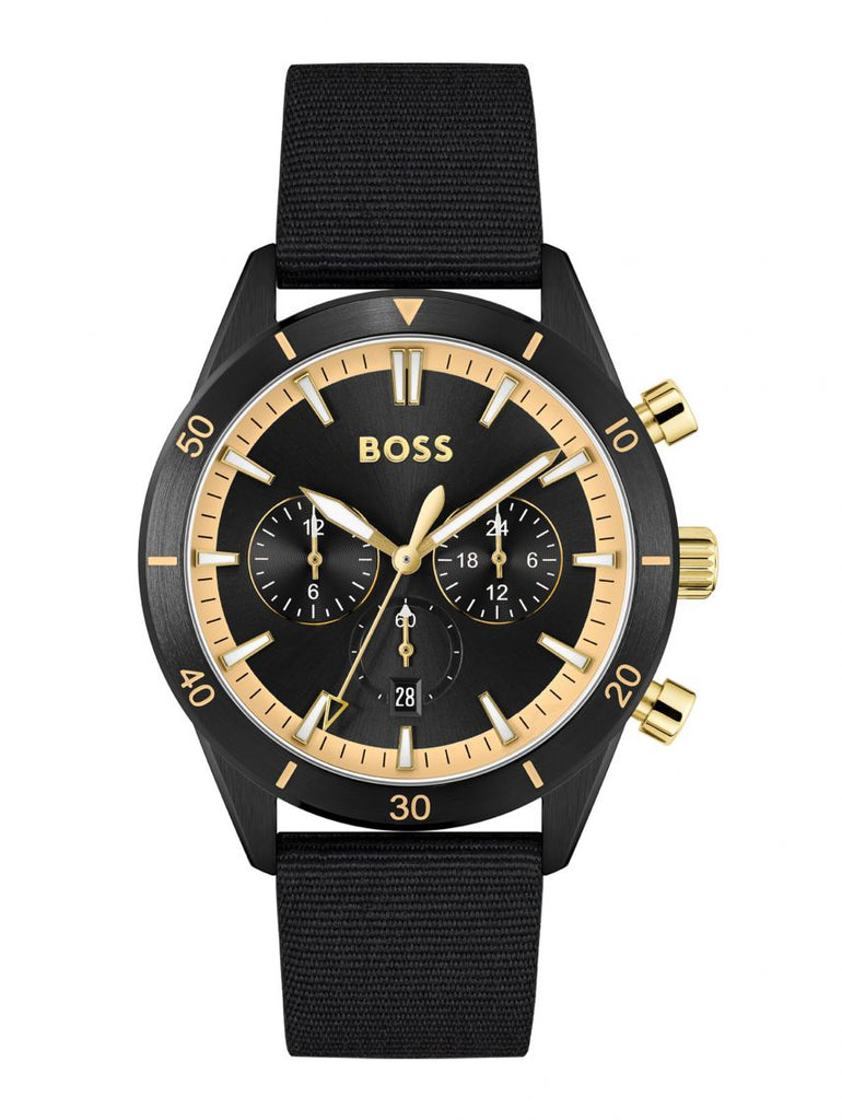Hugo Boss Santiago Black Dial Black Nylon Strap Watch for Men - 1513935 Buy Now By Hugo Boss