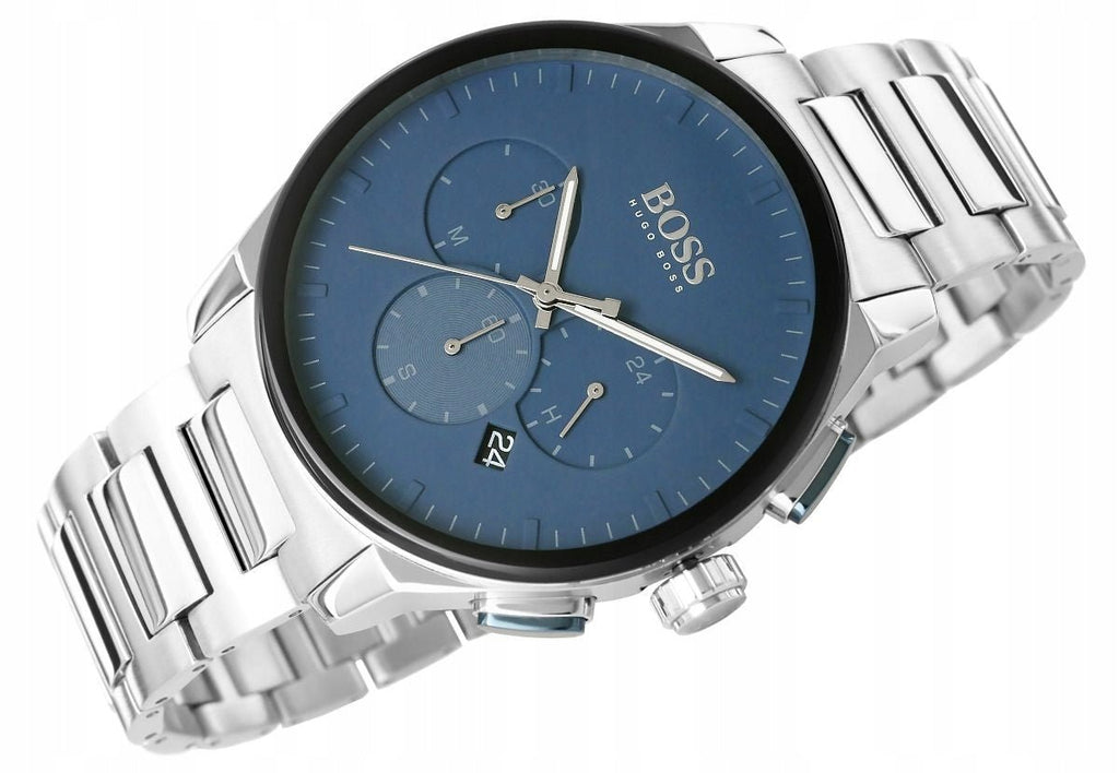 Hugo Boss Peak Chronograph Blue Dial Silver Steel Strap Watch for Men - 1513763 Buy Now By Hugo Boss