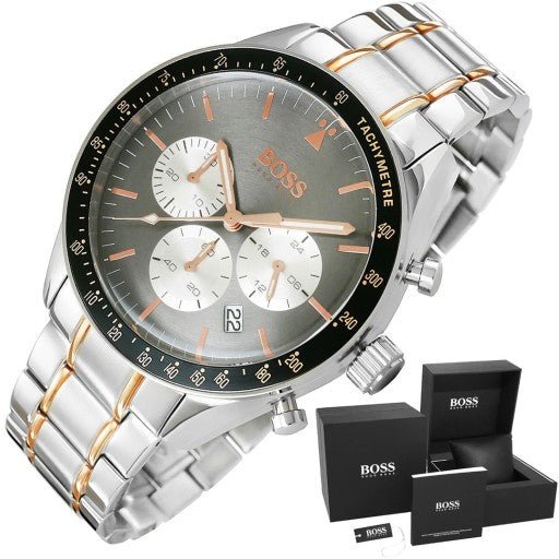 Hugo Boss Trophy Chronograph Grey Dial Silver Steel Strap Watch for Men - 1513634 Buy Now By Hugo Boss