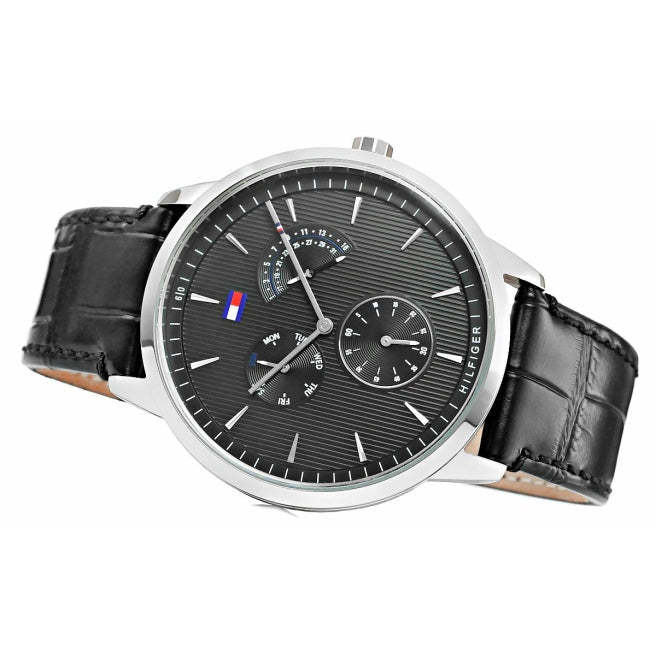 Tommy Hilfiger Brad Chronograph Black Dial Black Leather Strap Watch For Men - 1710391 Buy Now By Tommy Hilfiger