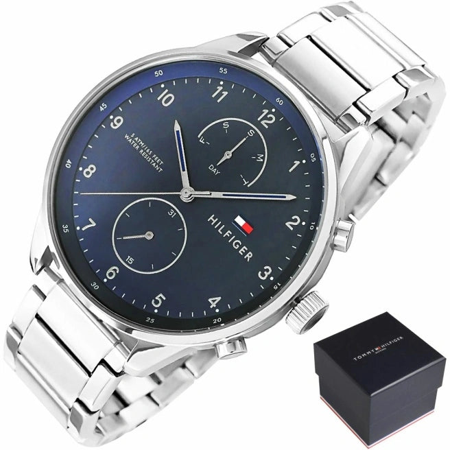 Tommy Hilfiger Chase Multifunction Blue Dial Silver Steel Strap Watch for Men - 1791575 Buy Now By Tommy Hilfiger
