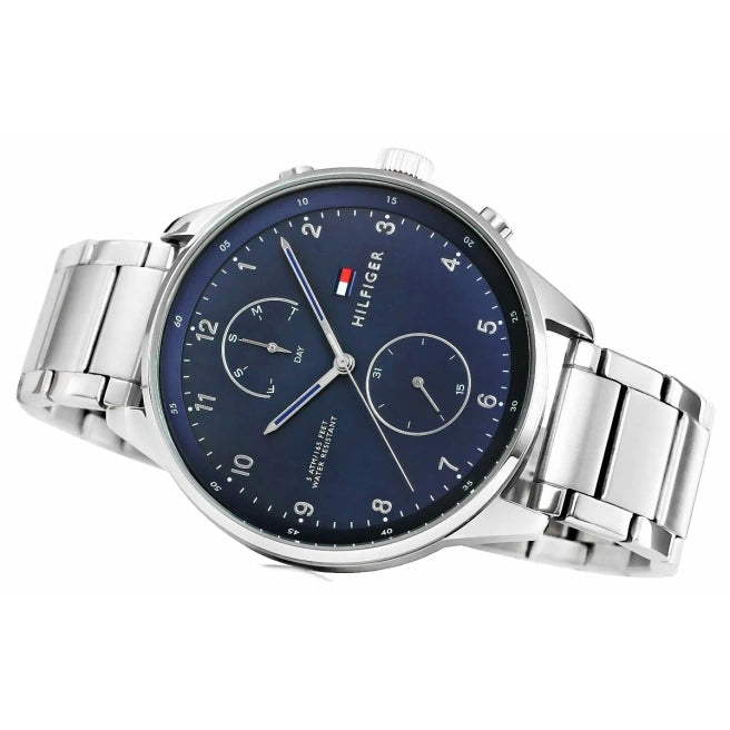 Tommy Hilfiger Chase Multifunction Blue Dial Silver Steel Strap Watch for Men - 1791575 Buy Now By Tommy Hilfiger