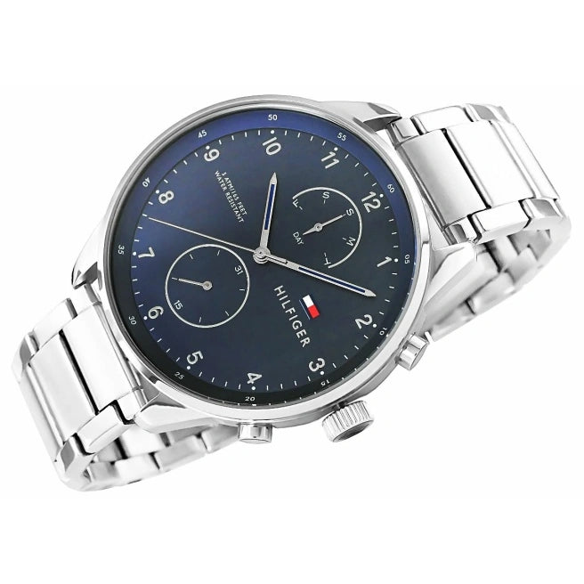 Tommy Hilfiger Chase Multifunction Blue Dial Silver Steel Strap Watch for Men - 1791575 Buy Now By Tommy Hilfiger