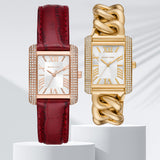 Michael Kors Emery Quartz Diamonds Silver Dial Red Leather Strap Watch For Women - MK4689 Buy Now By Michael Kors