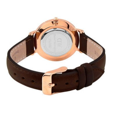 Daniel Wellington Classy Bristol White Dial Brown Leather Strap Watch For Women - DW00100062 Buy Now By Daniel Wellington