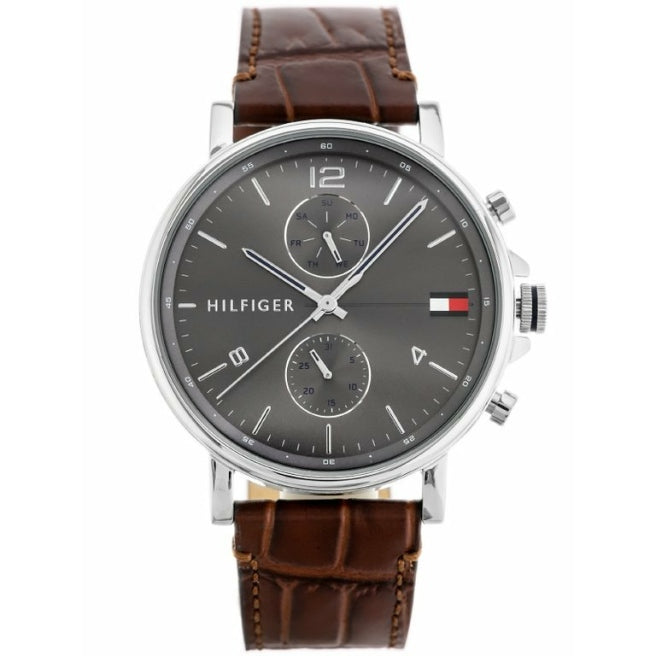 Tommy Hilfiger Daniel Grey Dial Brown Leather Strap Watch for Men - 1710416 Buy Now By Tommy Hilfiger