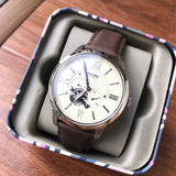 Fossil Townsman Automatic White Dial Brown Leather Strap Watch for Men - ME3064 Buy Now By Fossil