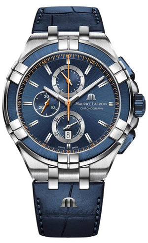 Maurice Lacroix Aikon Chronograph Blue Dial Blue Leather Strap Watch For Men - AI1018-SS001-432-4 Buy Now By Maurice Lacroix