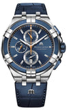 Maurice Lacroix Aikon Chronograph Blue Dial Blue Leather Strap Watch For Men - AI1018-SS001-432-4 Buy Now By Maurice Lacroix