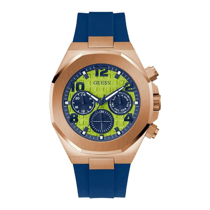 Guess Empire Analog Quartz Lime Green Dial Blue Silicon Strap Watch for Men - GW0583G3 Buy Now By Guess