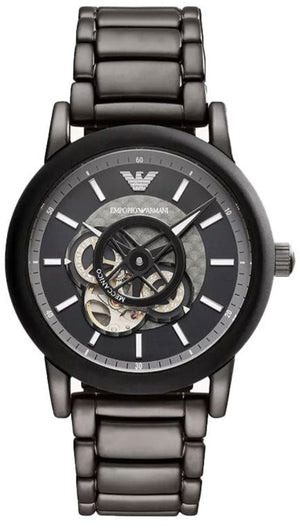 Emporio Armani Meccanico Automatic Black Dial Black Steel Strap Watch For Men - AR60010 Buy Now By Emporio Armani