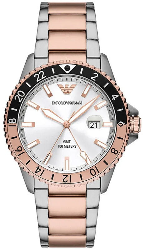 Emporio Armani Sea Explorer GMT Quartz White Dial Two Tone Steel Strap Watch For Men - AR11591 Buy Now By Emporio Armani