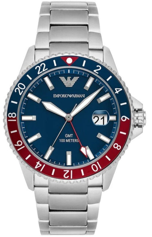 Emporio Armani Sea Explorer GMT Blue Dial Silver Steel Strap Watch For Men - AR11590 Buy Now By Emporio Armani