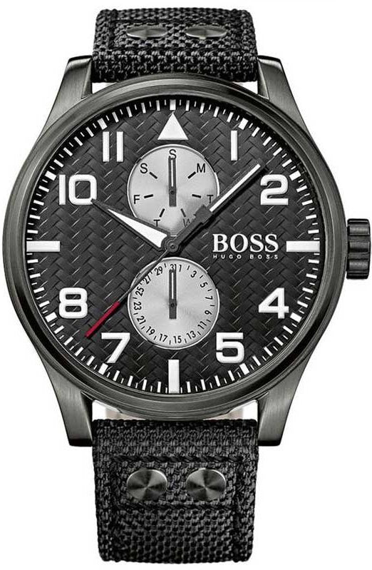 Hugo Boss Aeroliner Maxx Quartz Black Dial Black Nylon Strap Watch For Men - HB1513086 Buy Now By Hugo Boss