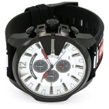Diesel Mega Chief Chronograph Silver Dial Black Leather Strap Watch For Men - DZ4512 Buy Now By Diesel