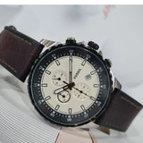 Fossil Dillinger Chronograph White Dial Brown Leather Strap Watch for Men - FS5674 Buy Now By Fossil