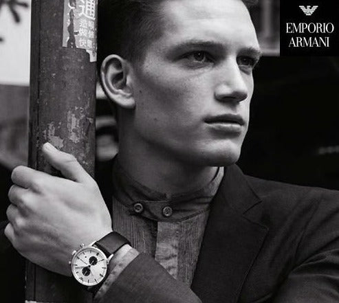 Emporio Armani Gianni White Dial Black Leather Strap Watch For Men - AR0385 Buy Now By Emporio Armani