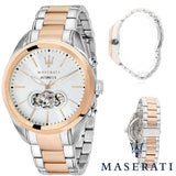 Maserati Traguardo Automatic White Dial Two Tone Steel Strap Watch For Men - R8823112001 Buy Now By Maserati