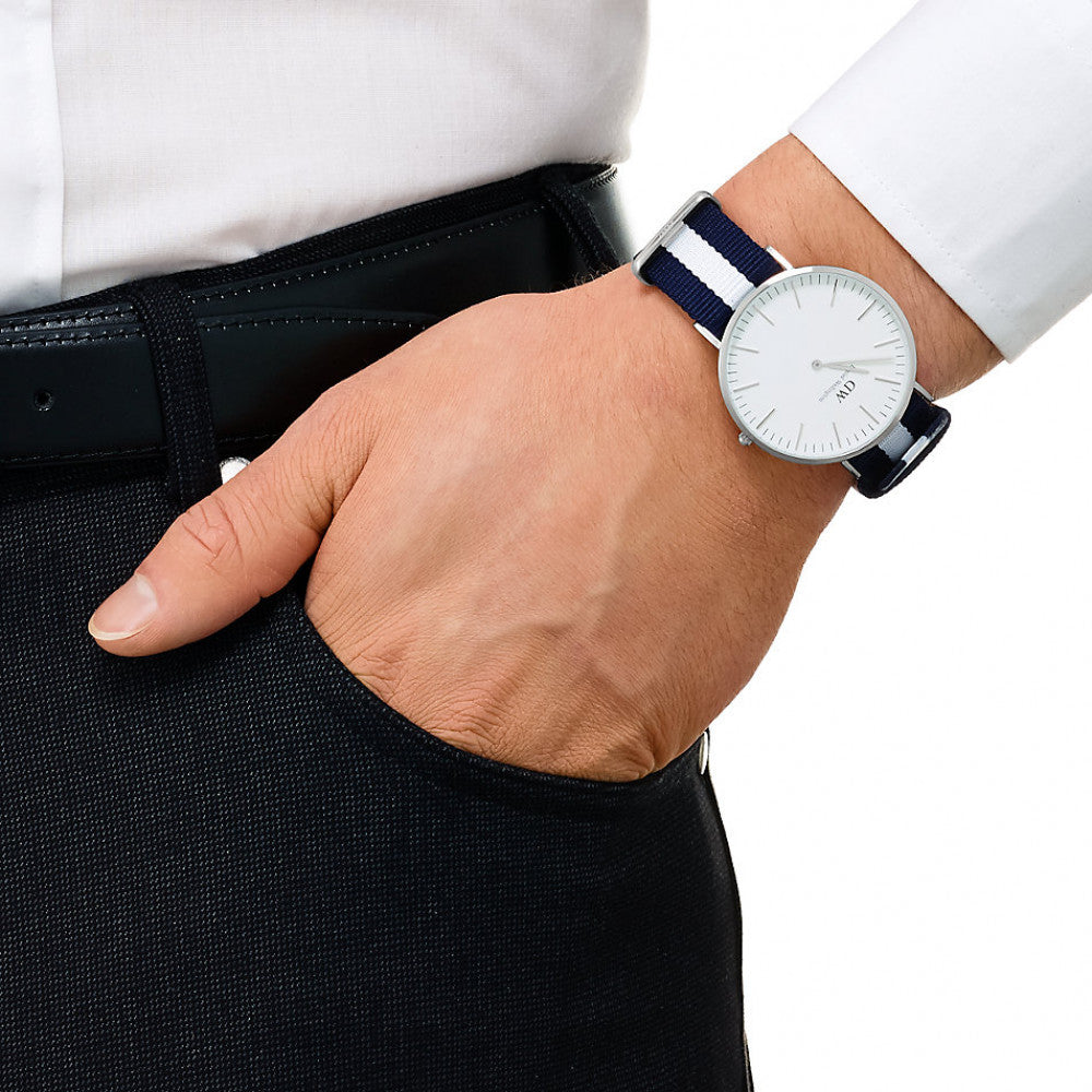 Daniel Wellington Classic Glasgow White Dial Two Tone NATO Strap Watch For Men - DW00100018 Buy Now By Daniel Wellington