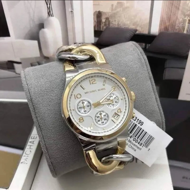 Michael Kors Runway White Dial Two Tone Steel Strap Watch for Women - MK3199 Buy Now By Michael Kors