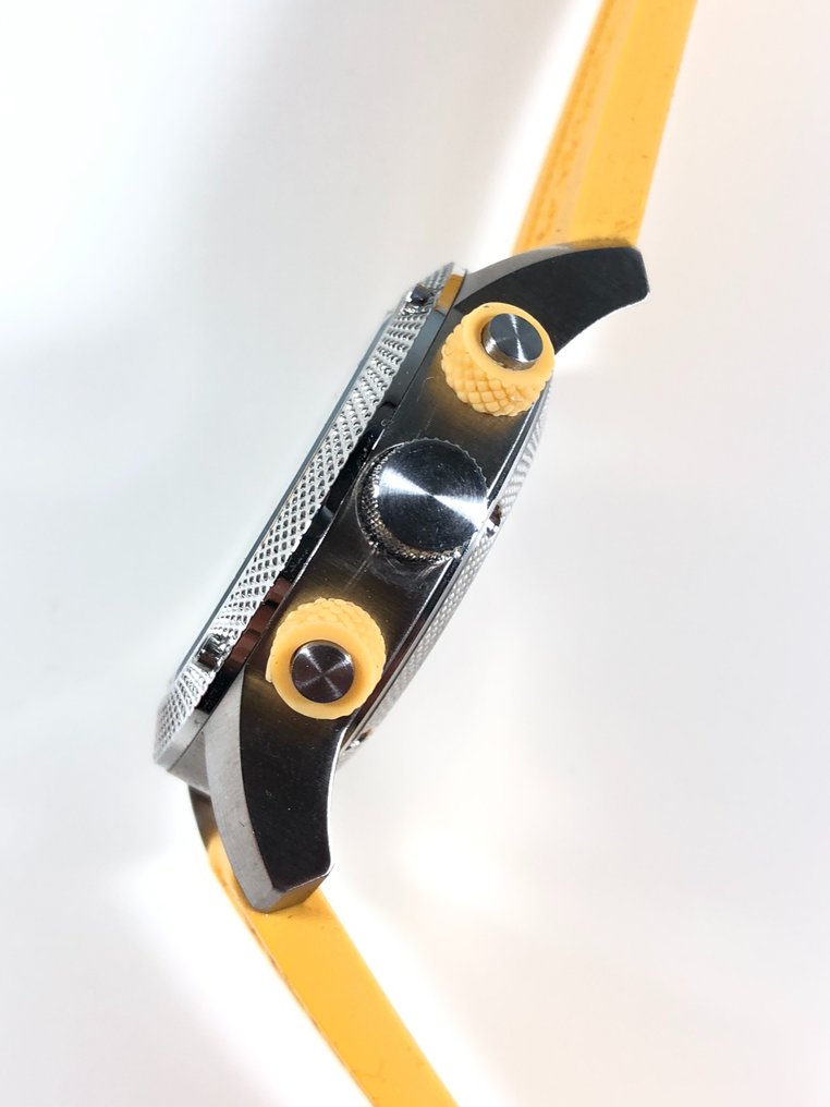 Burberry Sport Chronograph Grey Dial Yellow Rubber Strap Watch for Men - BU7712 Buy Now By Burberry