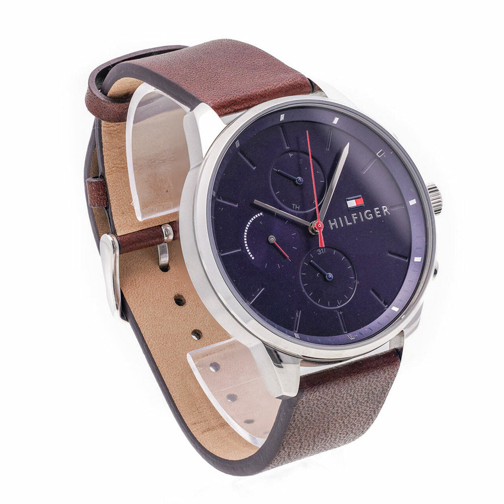 Tommy Hilfiger Chase Chronograph Grey Dial Brown Leather Strap Watch For Men - 1791487 Buy Now By Tommy Hilfiger