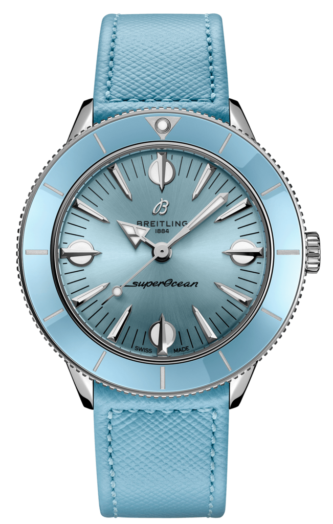 Breitling Superocean Heritage '57 Pastel Paradise Blue Dial Blue Leather Strap Watch for Women - A10340161C1X1 Buy Now By Breitling