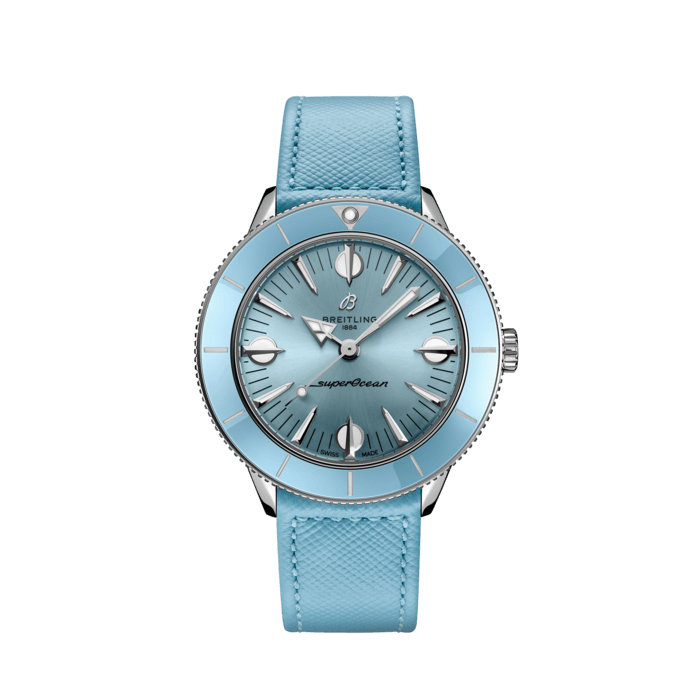 Breitling Superocean Heritage '57 Pastel Paradise Blue Dial Blue Leather Strap Watch for Women - A10340161C1X1 Buy Now By Breitling