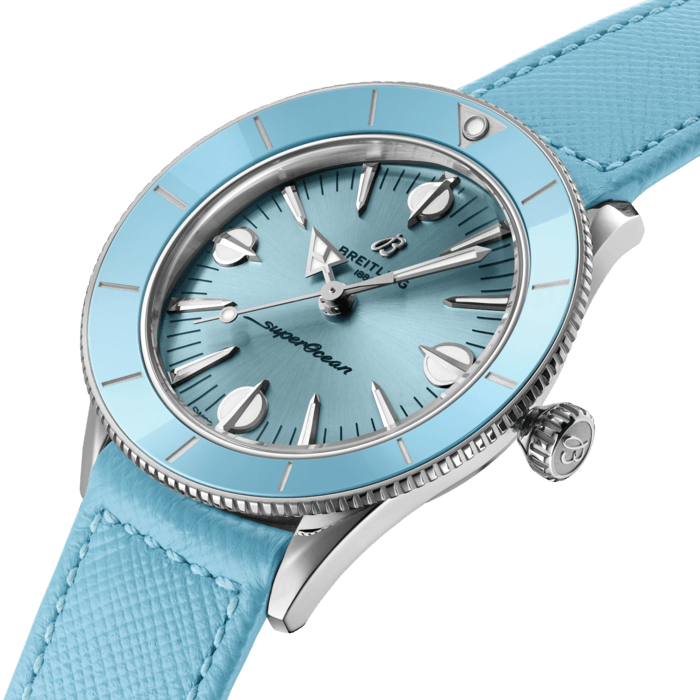 Breitling Superocean Heritage '57 Pastel Paradise Blue Dial Blue Leather Strap Watch for Women - A10340161C1X1 Buy Now By Breitling