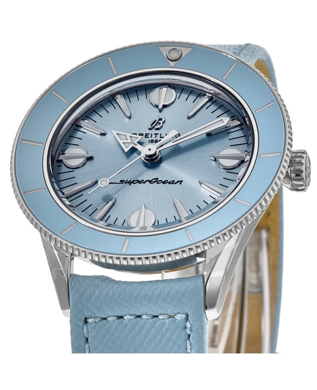 Breitling Superocean Heritage '57 Pastel Paradise Blue Dial Blue Leather Strap Watch for Women - A10340161C1X1 Buy Now By Breitling