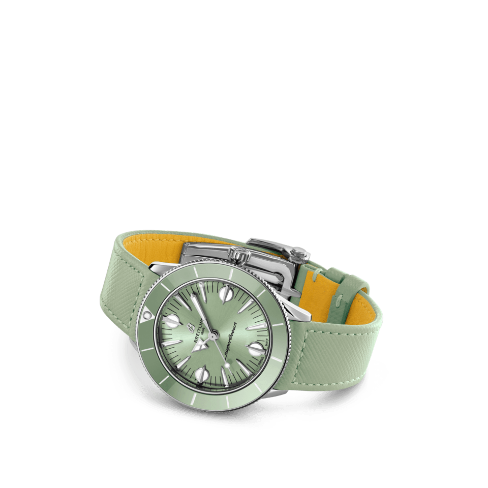 Breitling Superocean Heritage '57 Pastel Paradise Green Dial Green Leather Strap Watch for Women - A10340361L1X1 Buy Now By Breitling