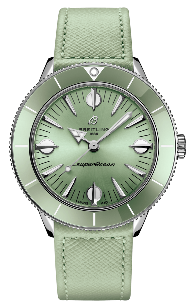 Breitling Superocean Heritage '57 Pastel Paradise Green Dial Green Leather Strap Watch for Women - A10340361L1X1 Buy Now By Breitling