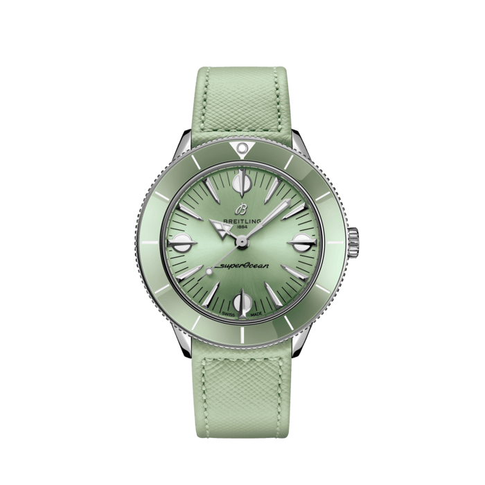 Breitling Superocean Heritage '57 Pastel Paradise Green Dial Green Leather Strap Watch for Women - A10340361L1X1 Buy Now By Breitling