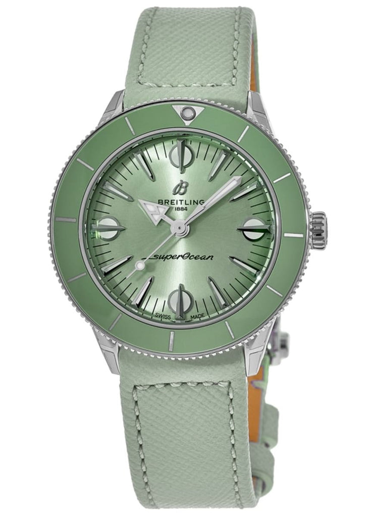 Breitling Superocean Heritage '57 Pastel Paradise Green Dial Green Leather Strap Watch for Women - A10340361L1X1 Buy Now By Breitling