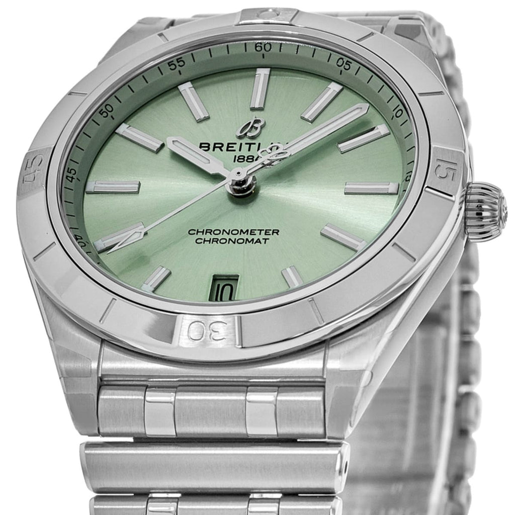 Breitling Chronomat Automatic 36 Green Dial Silver Steel Strap Watch for Women - A10380101L1A1 Buy Now By Breitling