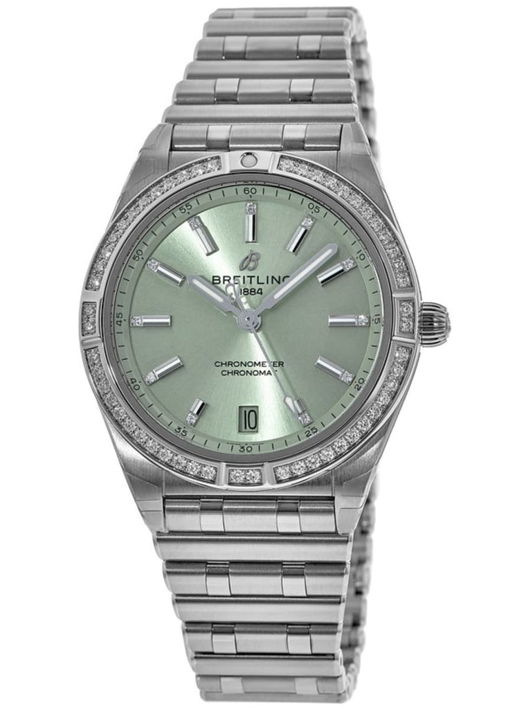 Breitling Chronomat Automatic 36 Diamonds Green Dial Two Tone Steel Strap Watch for Women - A10380591L1A1 Buy Now By Breitling