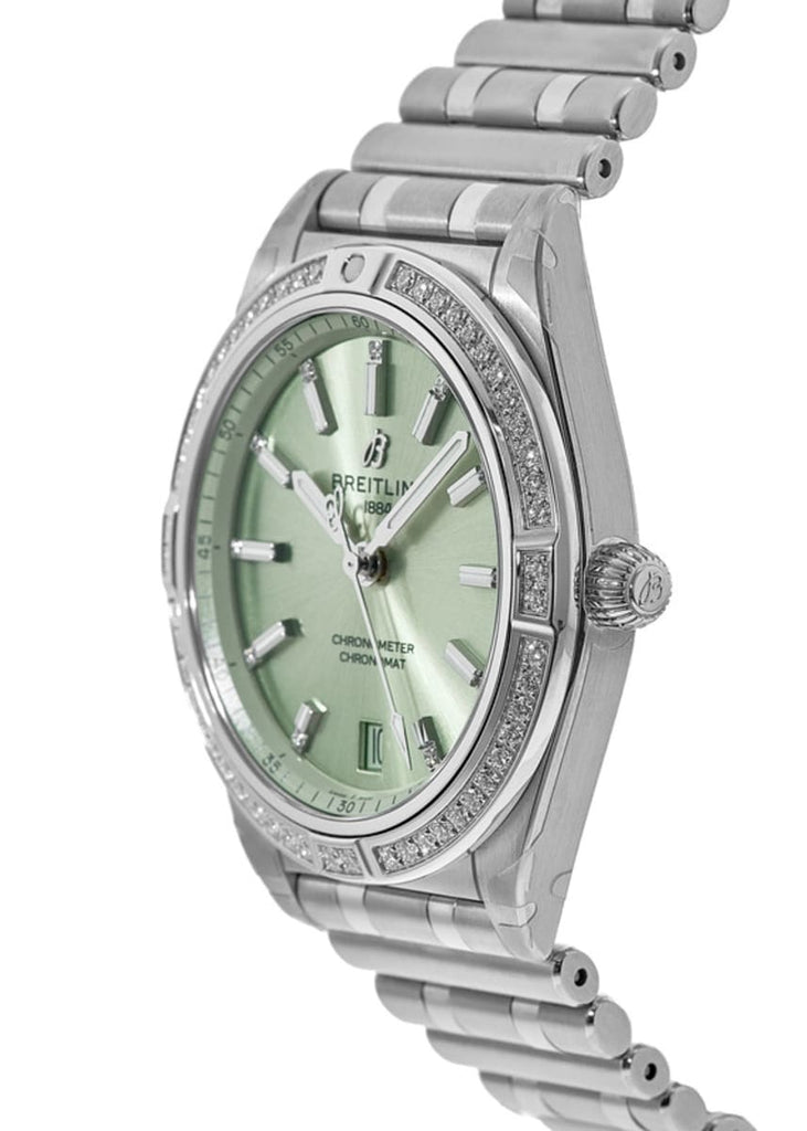 Breitling Chronomat Automatic 36 Diamonds Green Dial Two Tone Steel Strap Watch for Women - A10380591L1A1 Buy Now By Breitling