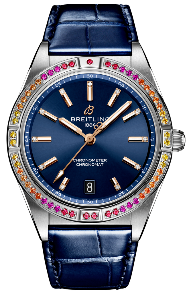 Breitling Chronomat Automatic 36 South Sea Blue Dial Blue Leather Strap Watch for Women - A10380611C1P1 Buy Now By Breitling