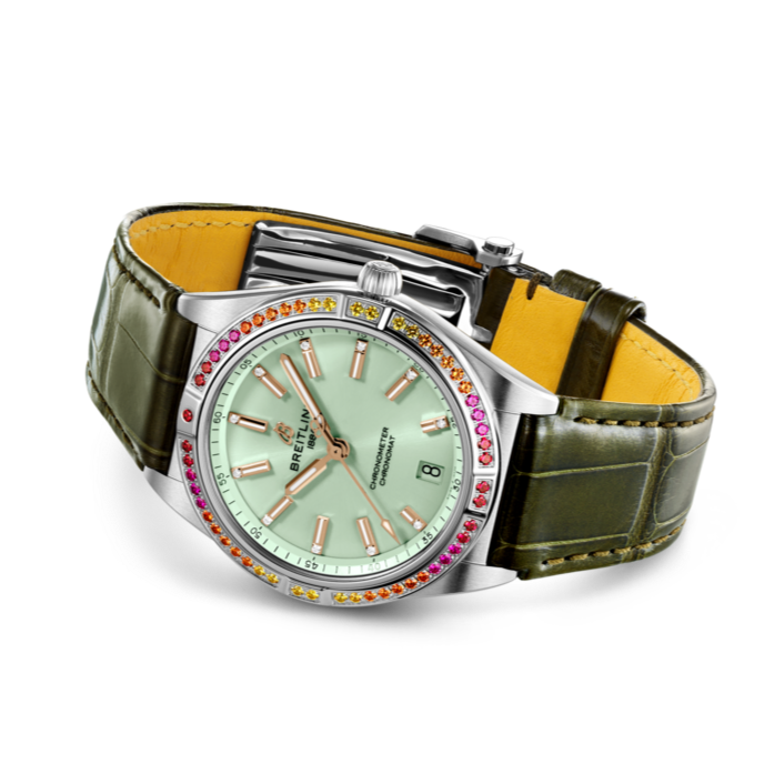 Breitling Chronomat Automatic 36 South Sea Green Dial Green Leather Strap Watch for Women - A10380611L1P1 Buy Now By Breitling