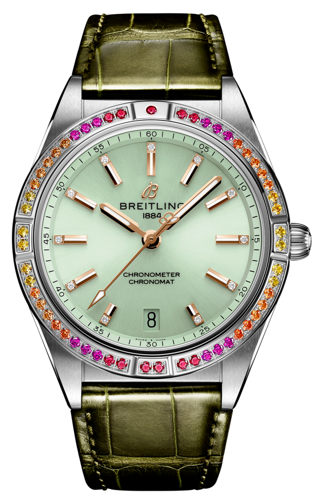 Breitling Chronomat Automatic 36 South Sea Green Dial Green Leather Strap Watch for Women - A10380611L1P1 Buy Now By Breitling