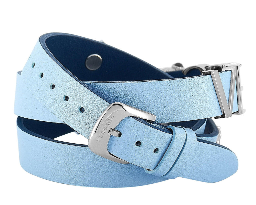 Versace V Flare Silver Dial Blue Leather Strap Watch for Women - VEBN00118 Buy Now By Versace